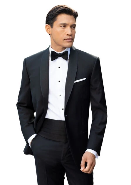 Model wearing a white suit