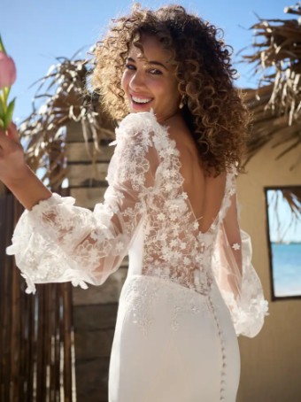 Rebecca Ingram #JOY (23RW664A01) #2 All Ivory (gown with Ivory Illusion) thumbnail