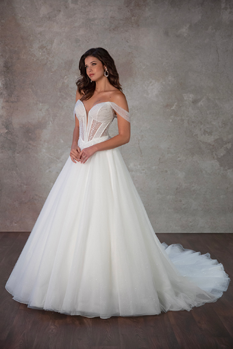 Essense of Australia #D4130 #4 (IV-AL) Ivory Lace Tulle and Regency Organza over Almond Gown thumbnail