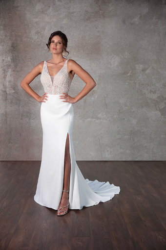 Essense of Australia #D4144 #5 (IV-PL) Ivory Gown w Porcelain Tulle Illusion thumbnail