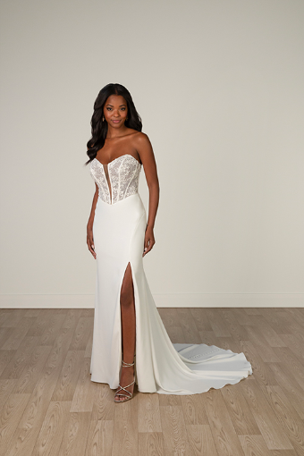 Stella York #8040 #2 (IV-PL) Ivory Gown w Porcelain Tulle Plunge thumbnail