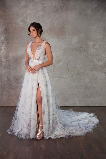 Essense of Australia #D4165 #3 (ILRM-PL) IVR TLE W LAV PRINT IVR ROYAL ORG OV RUM GOWN W PLN TLE PLNG thumbnail