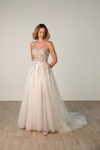 Stella York #8063 #3 (BH-AL) BLUE BLUSH LACE ON TULLE OVER ALMOND GOWN thumbnail