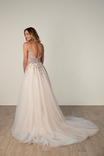 Stella York #8063 #4 (BH-AL) BLUE BLUSH LACE ON TULLE OVER ALMOND GOWN thumbnail