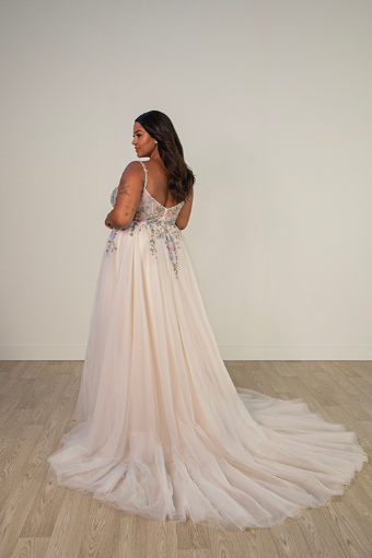 Stella York #8063 #7 (BH-AL) BLUE BLUSH LACE ON TULLE OVER ALMOND GOWN thumbnail