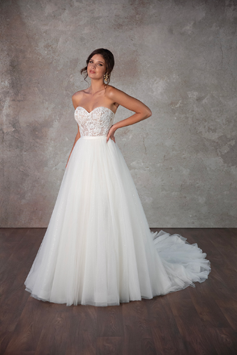 Essense of Australia #D4133 #3 (IV-IV) IVORY LACE AND TULLE OVER IVORY GOWN W IVORY OVERSKIRT thumbnail