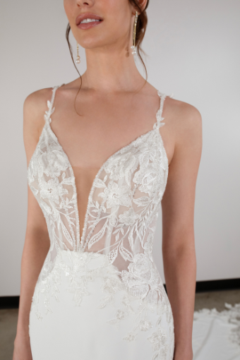 Essense of Australia #D3930 #2 default (IV-PL) Ivory Gown w Porcelain Tulle Plunge thumbnail