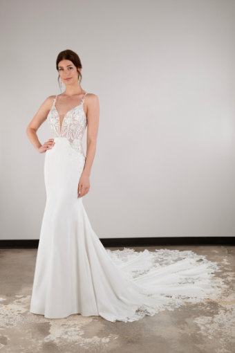 Essense of Australia #D3930 #0 default (IV-PL) Ivory Gown w Porcelain Tulle Plunge thumbnail