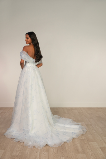 Stella York #SY8215 #1 (FB-IV) FRENCH BLUE FLORAL PRINTED ORGANZA OVER IVORY GOWN thumbnail